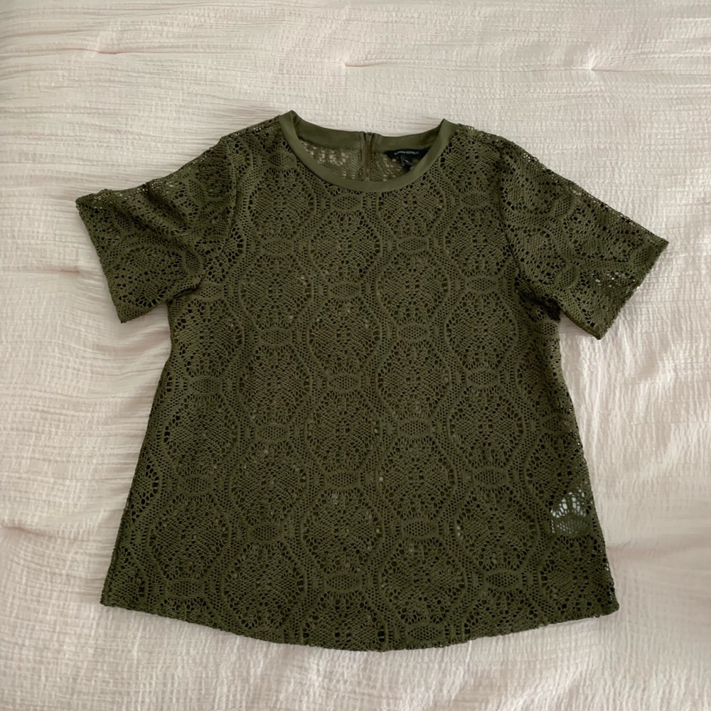 olive green lace shirt